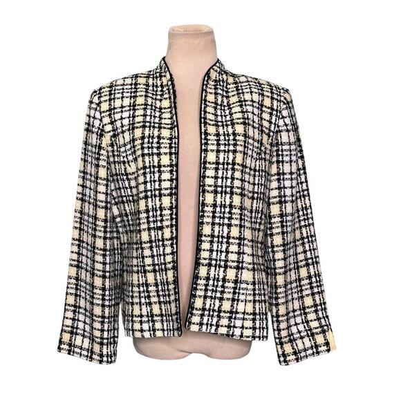 Jessica Howard yellow plaid long sleeves open front Blazer size 12P - Picture 6 of 10